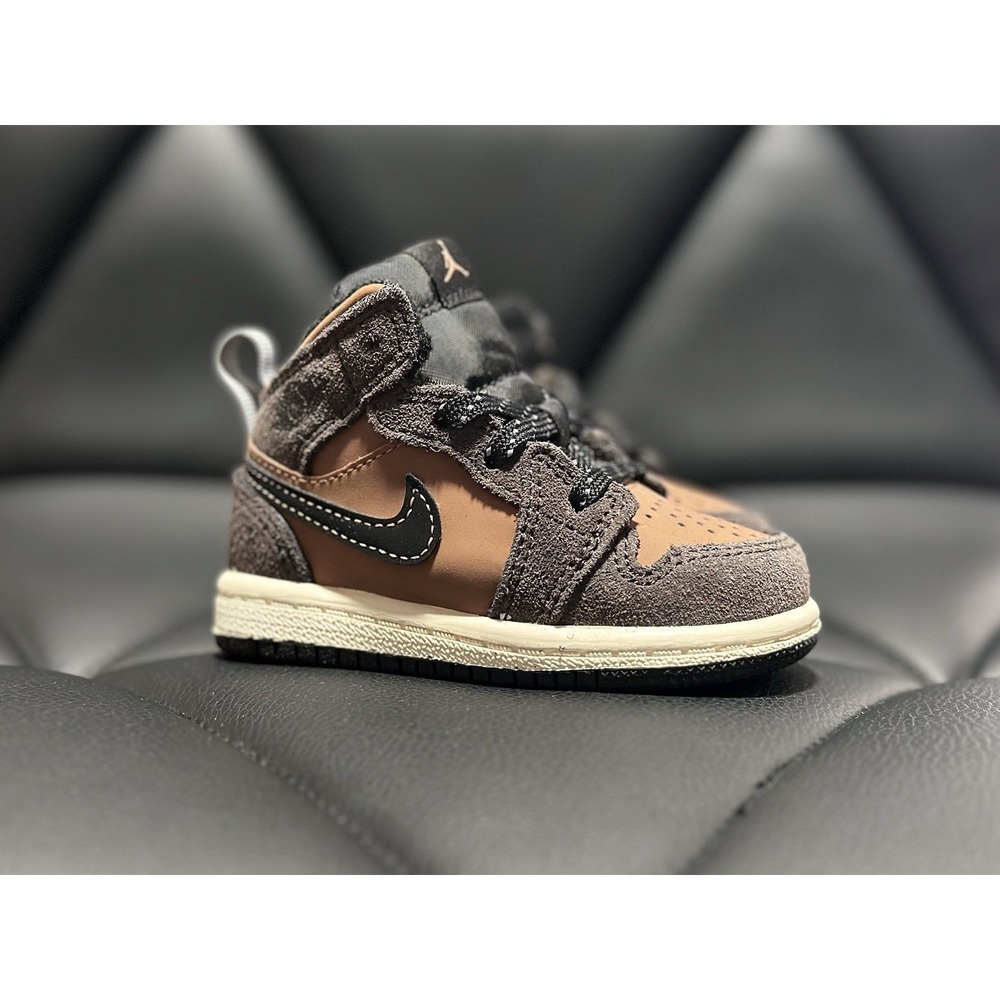 Air Jordan 1 Mid SE Dark Chocolate TD Toddler Kids Brown Shoes Size 4C NWT